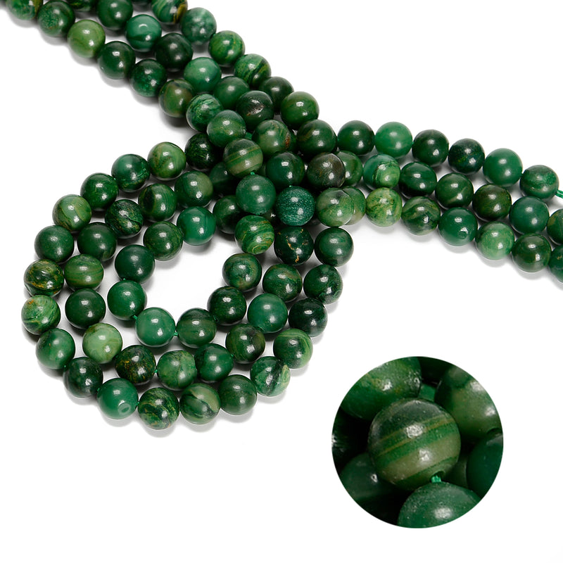 African Jade Smooth Round Beads 4mm 6mm 8mm 10mm 15.5" Strand