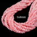 Pink Mother of Pearl MOP Shell Smooth Rondelle Beads 3x4mm 4x6mm 5x8mm 15.5" Str