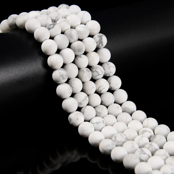 Natural White Howlite Matte Round Beads 4mm 6mm 8mm 10mm 12mm 15.5" Strand