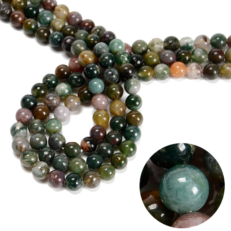 Indian Agate Smooth Round Beads 4mm 6mm 8mm 10mm Approx 15.5" Strand