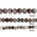 Botswana Agate Smooth Round Beads 6mm 8mm 10mm 12mm 15.5" Strand