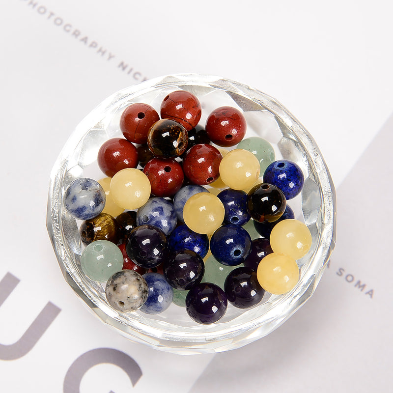 Natural Rainbow Chakra Gemstone Beads Smooth Round 6mm 8mm 10mm 15.5'' Strand