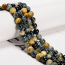 Golden Blue Tiger's Eye Smooth Round Beads 4mm 6mm 8mm 10mm 12mm 15.5" Strand