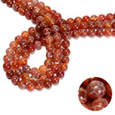 Burnt Orange Fire Agate Smooth Round Beads 6mm 8mm 10mm 12mm 15.5" Strand