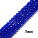Blue Dyed Jade Smooth Round Beads 4mm 6mm 8mm 10mm 15.5" Strand