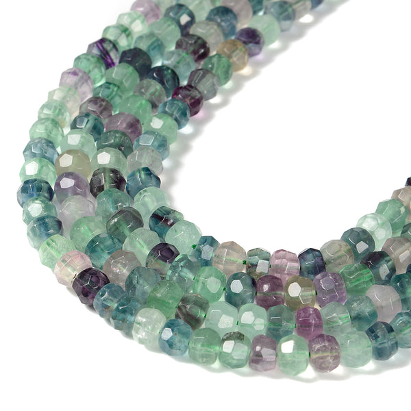 Natural Fluorite Faceted Rondelle Beads Approx 5x8mm 15.5" Strand