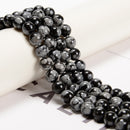 Snowflake Obsidian Smooth Round Beads 2mm 4mm 6mm 8mm 10mm 12mm 15.5" Strand