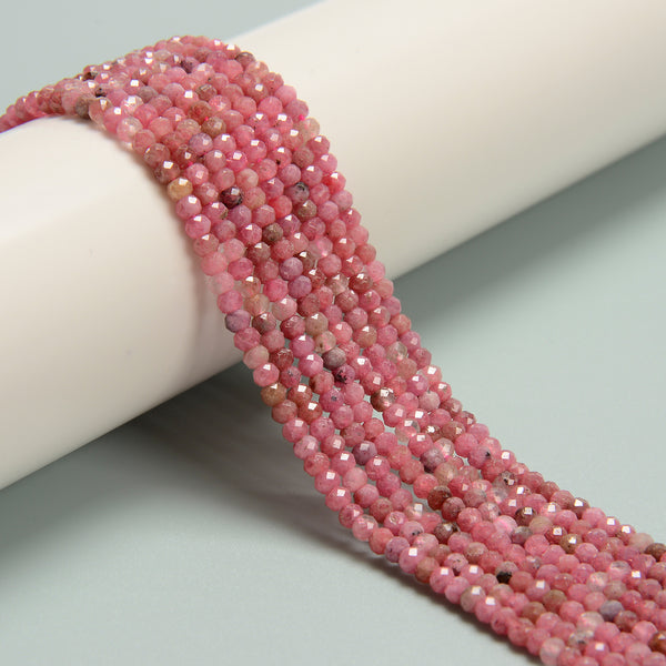 Natural Thulite Faceted Rondelle Beads Size 2x3mm 15.5'' Strand