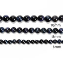 Natural Blue Tiger Eye Smooth Round Beads Size 6mm 8mm 10mm 15.5'' Strand
