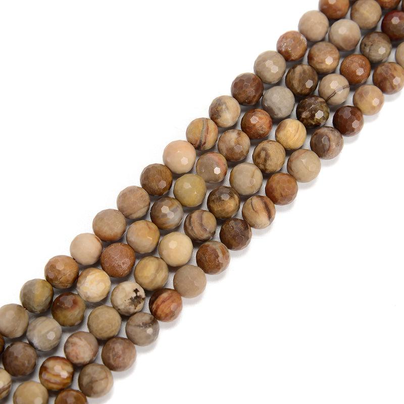 Natural Petrified Wood Beads 6mm 8mm 10mm Smooth Round Beads