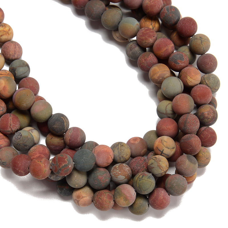 Red Creek Jasper Matte Round Beads Size 4mm 6mm 8mm 10mm 12mm 15.5" Strand