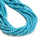 Blue Turquoise Smooth Round Beads 2mm 3mm 4mm 15.5" Strand