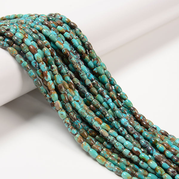 Natural Genuine Blue Turquoise Smooth Rice Shape Beads Size 4x6mm 15.5'' Strand