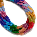 02-Multi-color Gemstone Smooth Rondelle Beads Size 2x6mm 15'' Strand