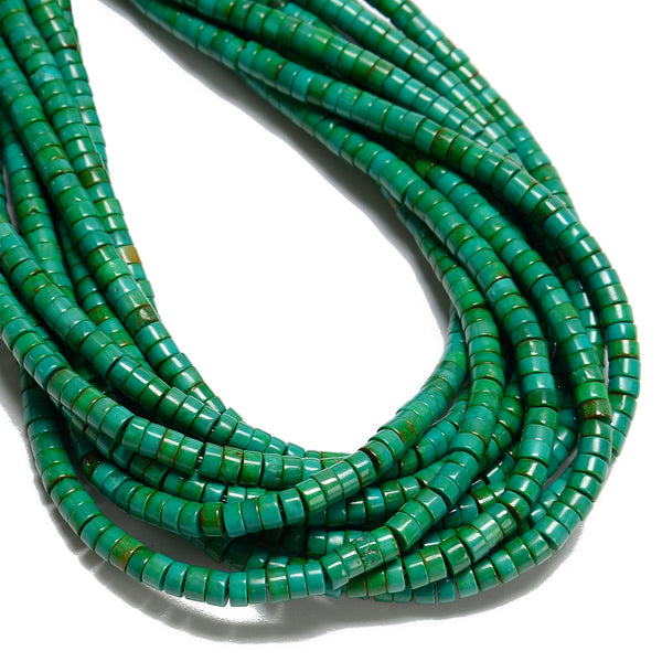 Dark Green Turquoise Heishi Discs Beads Size 2x3mm 2x4mm 3x6mm 15.5" Strand