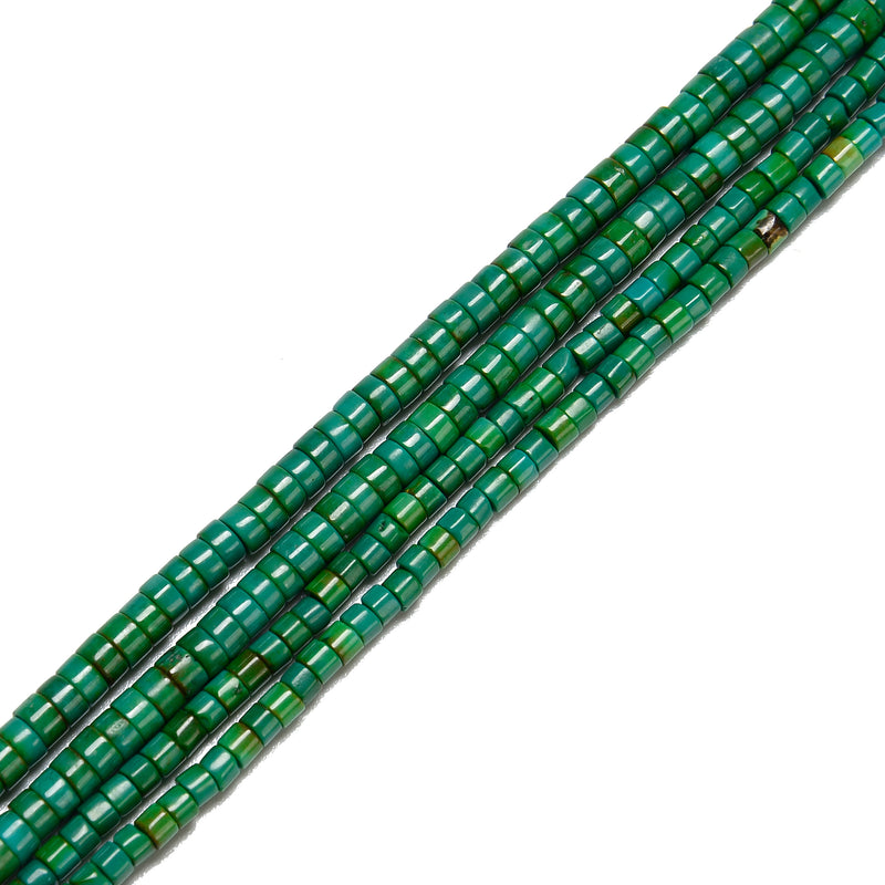 Dark Green Turquoise Heishi Discs Beads Size 2x3mm 2x4mm 3x6mm 15.5" Strand