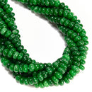 Emerald Green Color Dyed Jade Smooth Rondelle Beads Size 5x8mm 15.5'' Strand
