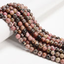 2.0mm Large Hole Rhodonite Smooth Round Beads 6mm 8mm 10mm 15.5" Strand