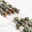 2.0mm Large Hole African Bloodstone Smooth Round Beads 8mm 10mm 15.5" Strand