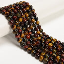 Multi-Color Tiger's Eye Smooth Round Beads 4mm 6mm 8mm 10mm 12mm 15.5" Strand