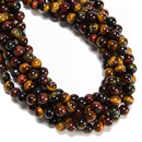 Multi-Color Tiger's Eye Smooth Round Beads 4mm 6mm 8mm 10mm 12mm 15.5" Strand