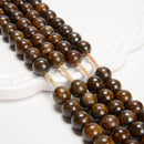 2.0mm Large Hole Bronzite Smooth Round Beads Size 8mm 10mm 15.5'' Strand