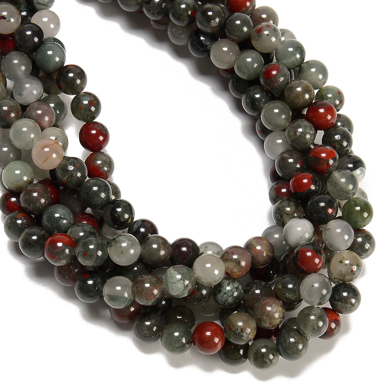 Natural African Bloodstone Smooth Round Beads 4mm 6mm 8mm 10mm 12mm 15.5" Strand