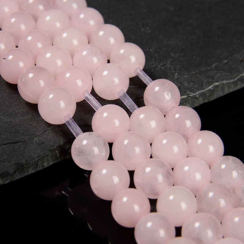 2.0mm Large Hole Rose Quartz Smooth Round Beads 6mm 8mm 10mm 15.5" Strand