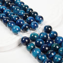 2.0mm Large Hole Blue Green Tiger's Eye Smooth Round Beads 6mm 8mm 10mm 15.5" Strand