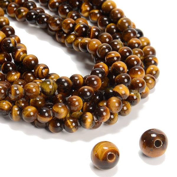 2.0mm Large Hole Yellow Tiger's Eye Smooth Round Beads 6mm 8mm 10mm 15.5" Strand