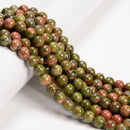 2.0mm Hole Unakite Smooth Round Beads 8mm 10mm 15.5" Strand