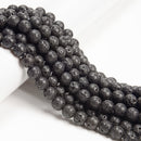 2.0mm Hole Black Lava Rock Stone Round Beads 6mm 8mm 10mm 12mm 15.5" Strand