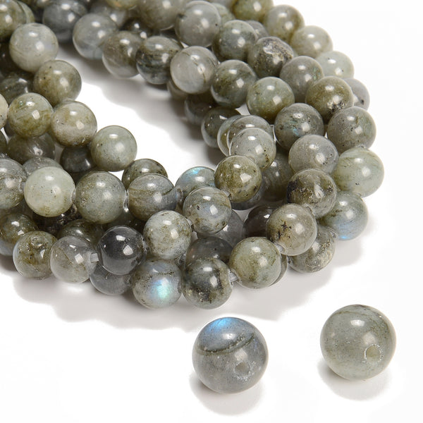 2.0mm Large Hole Labradorite Smooth Round Beads 6mm 8mm 10mm 15.5" Strand