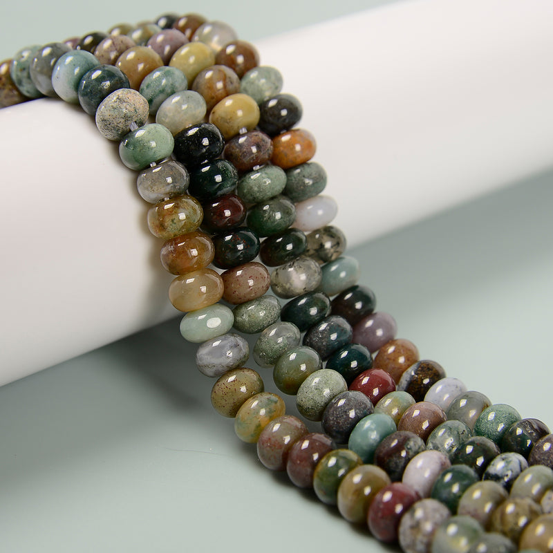 Indian Agate Smooth Rondelle Beads 5x8mm 6x10mm Approx 15.5" Strand
