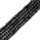Natural Black Spinel Faceted Rubik's Cube Beads Size 4mm 15.5'' Strand