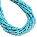 Blue Turquoise Round Tube Beads 4x13mm 15.5" Strand