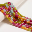 Multi-color Tourmaline Color Dyed Jade Smooth Drum Barrel Beads 8x12mm 15.5"Strd