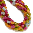 Multi-color Tourmaline Color Dyed Jade Smooth Drum Barrel Beads 8x12mm 15.5"Strd