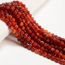 Natural Red Stripe Agate Smooth Round Beads Size 6mm 8mm 10mm 12mm 15.5" Strand