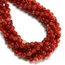 Natural Red Stripe Agate Smooth Round Beads Size 6mm 8mm 10mm 12mm 15.5" Strand