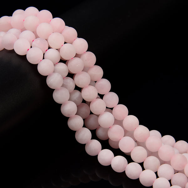 Rose Quartz Matte Round Beads 4mm 6mm 8mm 10mm 12mm 15.5" Strand