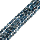 Natural Dark Blue Aquamarine Faceted Round Beads Size 6mm 15.5'' Strand