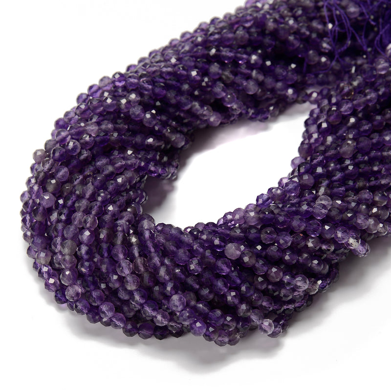 Amethyst Faceted Round Beads 2mm 3mm 4mm 5mm 15.5" Strand