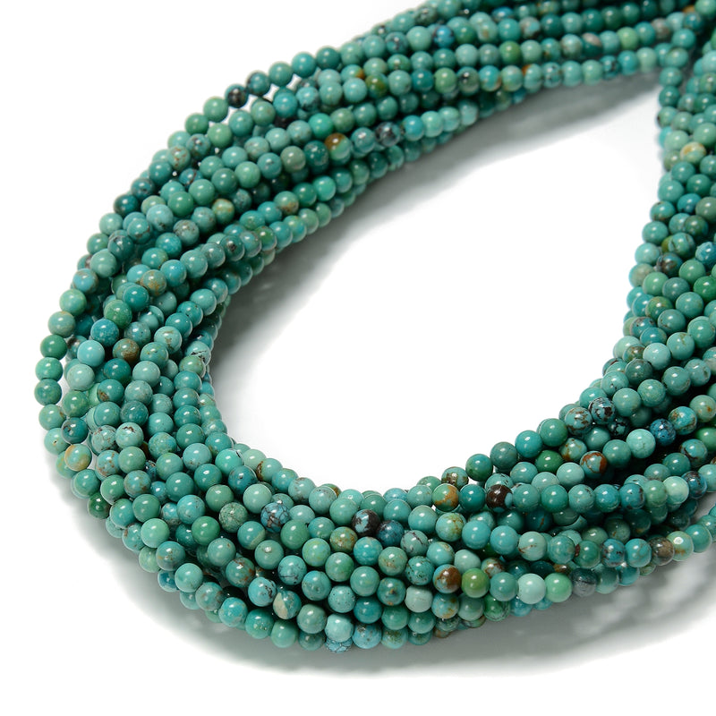 Natural Genuine Green Blue Turquoise Smooth Round Beads Size 4mm 15.5'' Strand