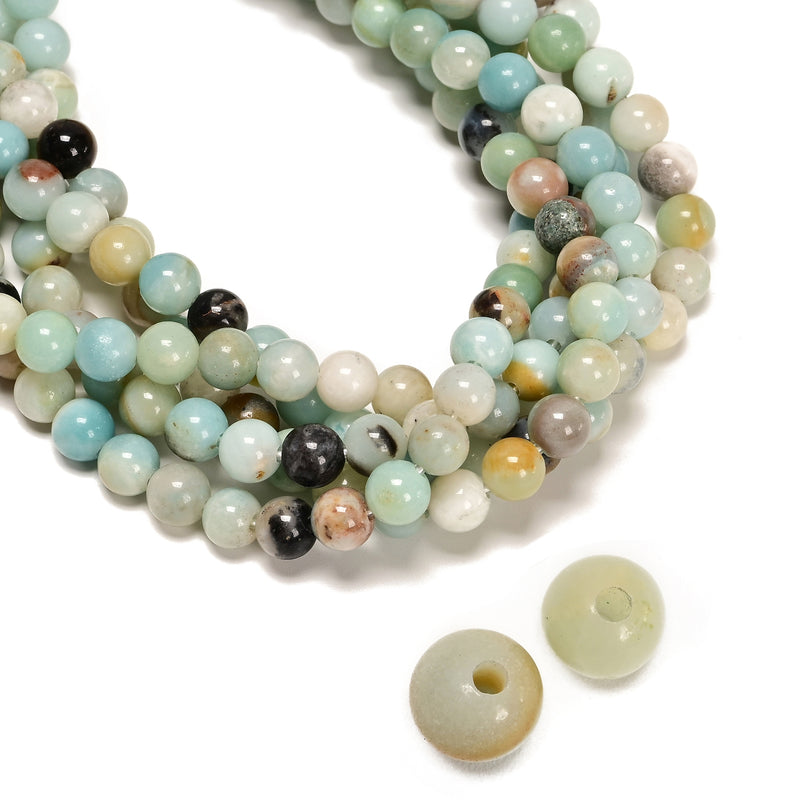 2.0mm Large Hole Multi-Color Amazonite Smooth Round Beads 6mm 8mm 10mm 12mm 15.5" strand