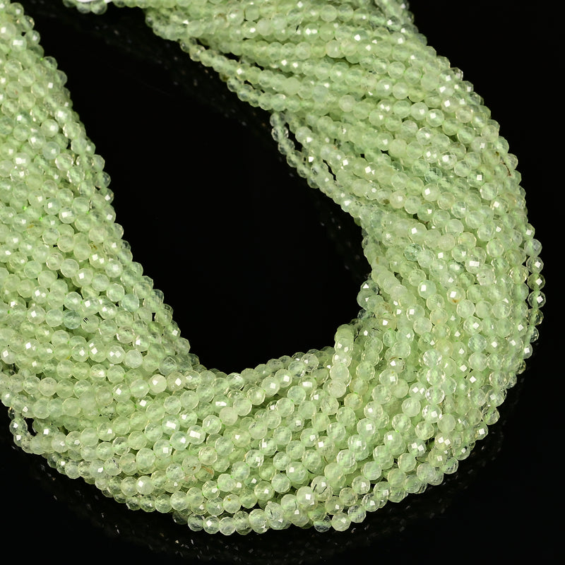 Natural Prehnite Faceted Round Beads Size 2mm 3mm 4mm 15.5" Strand