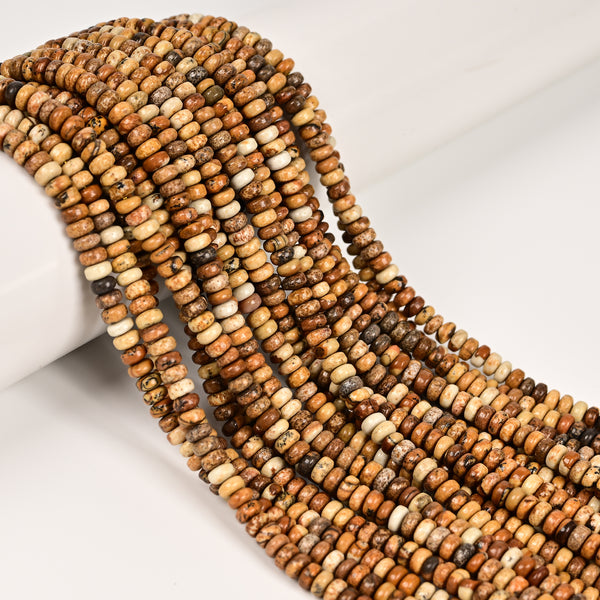 Natural Picture Jasper Smooth Rondelle Beads Size 2x4.5mm 15.5'' Strand
