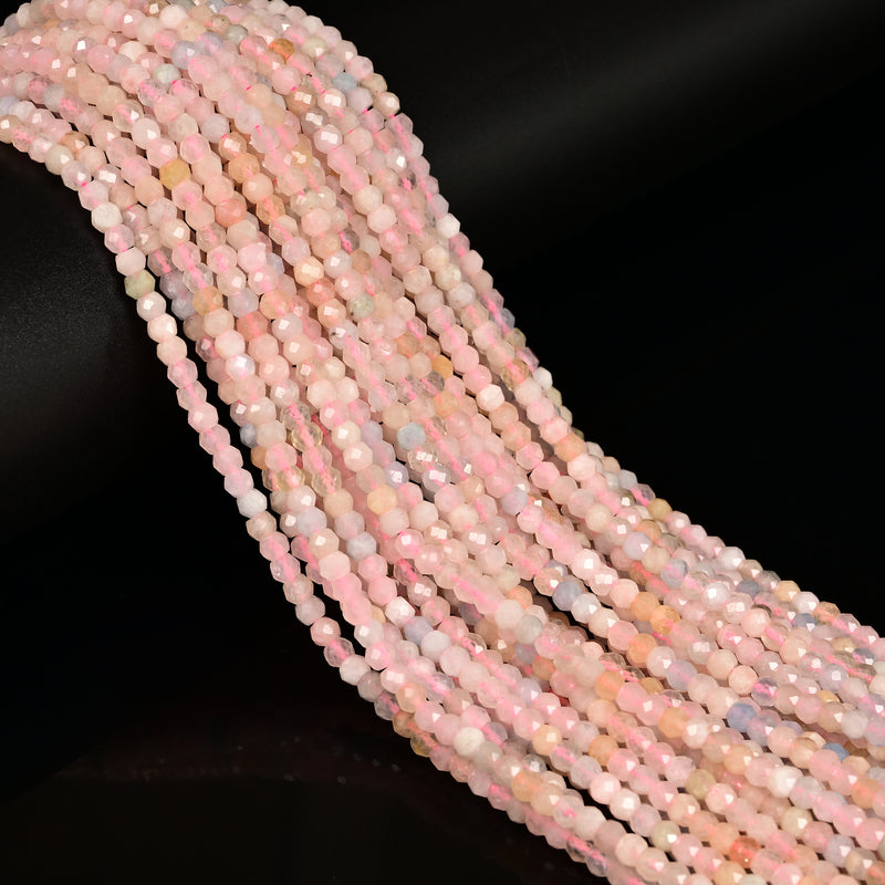 Natural Morganite Faceted Rondelle Beads Size 3x4mm 15.5" Strand