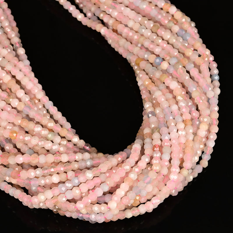 Natural Morganite Faceted Rondelle Beads Size 3x4mm 15.5" Strand