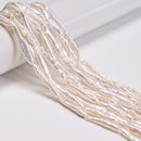 Hight Luster White Fresh Water Biwa Pearl Flat Stick Beads Size 4-6x18-25mm 15.5'' Strand